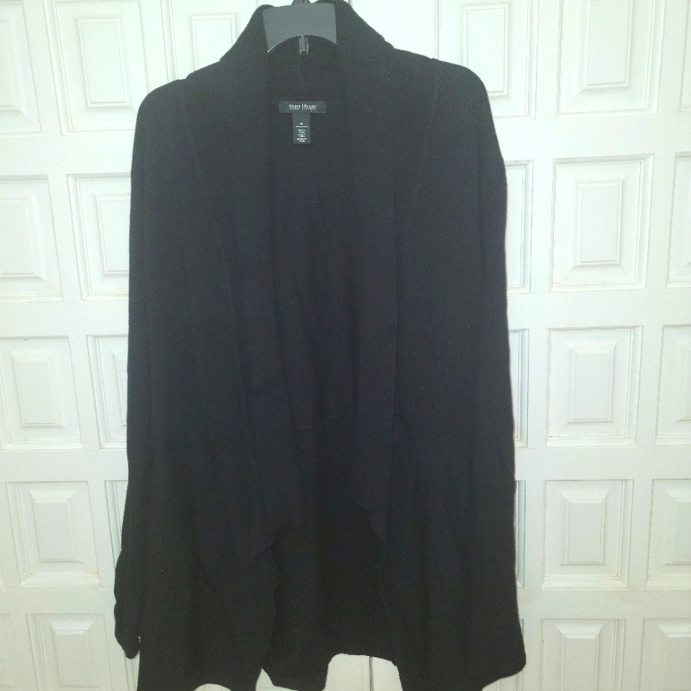 White House Black Market XL Long Sleeve Black Draped Cardigan